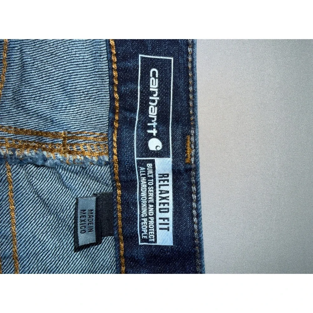 Carhartt Relaxed Fit Jeans Mens 34x30 Dark Wash Blue Denim BD5119-M Straight Leg